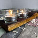 Teelichthalter aus Fassdaube für 2 Teelichter inklusive Gläser für gemütliche Stunden